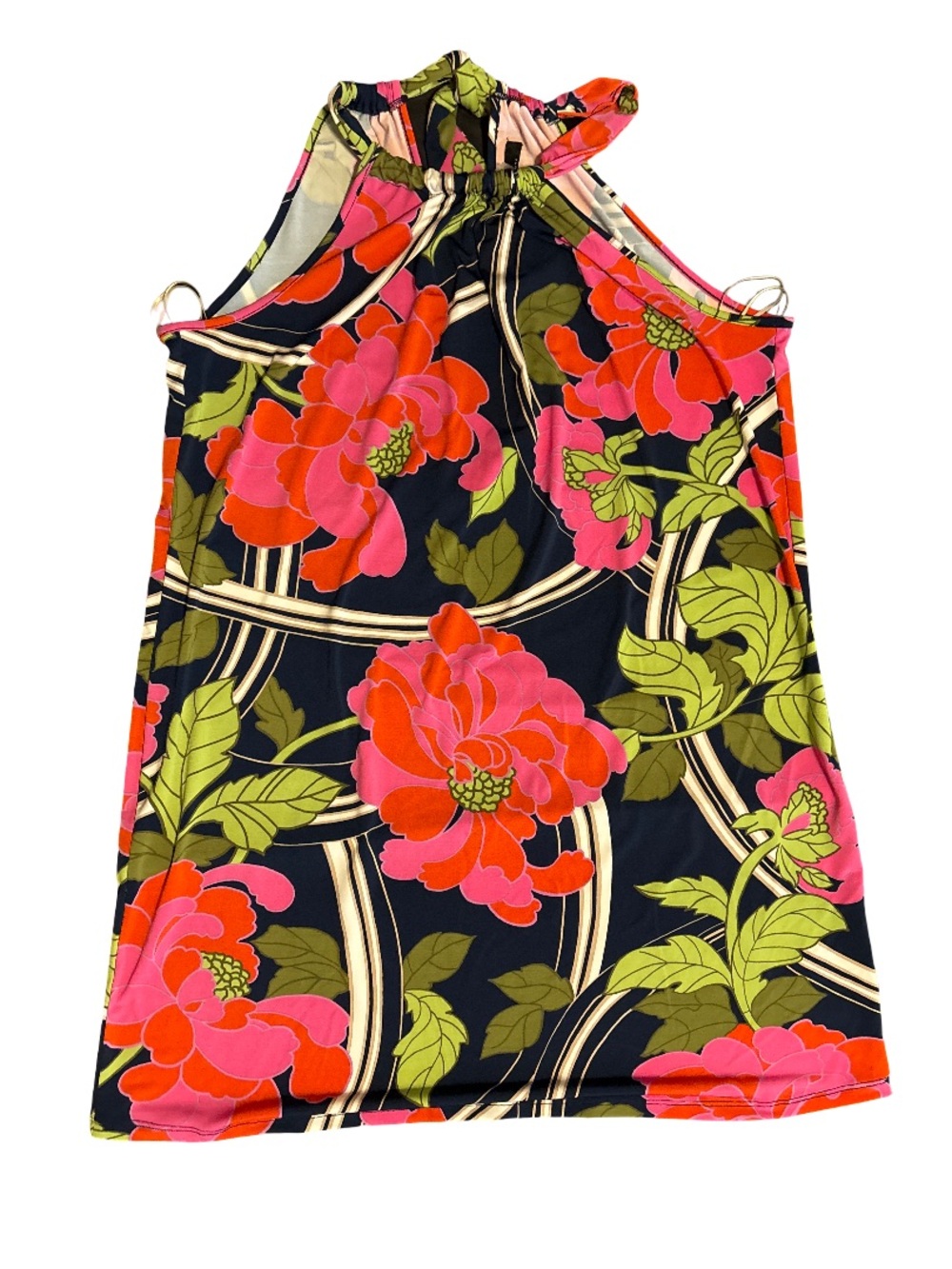 Trina Turk Navy Floral Halter with Pink & Green Accents